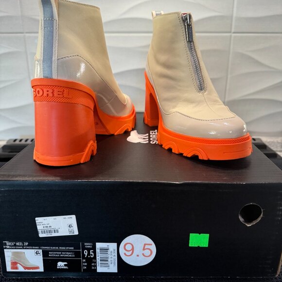 SOREL Brex™ Heel Zip Off-white Leather, /Orange Bottom Size 9.5 (worn twice) - Picture 10 of 10